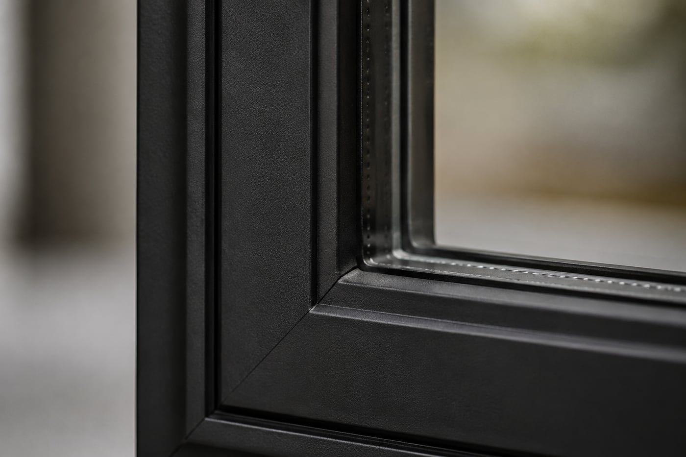 Close-up of a Robinson 200 Series frame corner and fusion weld